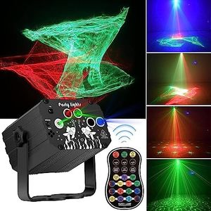 Massiupply DJ Party Lights Stage Laser - Northern Light Effect RGB Led USB Power Supply Sound Activated Disco Strobe Lighting with Remote Control for Indoor Birthday Halloween Karaoke Club KTV Dance