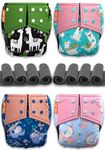 Kids Need Side Leakage Proof cloth diapers for babies 0 to 3 years combo high absorbent 4 reusable diaper 8 insert pack (5-18kg) washable diapers pocket liners cover adjustable freesize 91