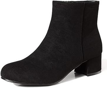 LIURUIJIA Black Booties for Women Low Heel Suede Ankle Boots Short Black Boots Lined for Winter 42(42/US10.5)