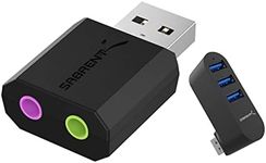 SABRENT USB External Stereo Sound Adapter for Windows and Mac. + Premium 3-Port Aluminum Mini USB 3.0 Hub