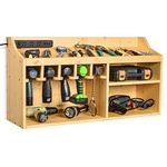 Sunix Large Power Tool Organizer & Storage Wall Mount, Updated Drill Holder & Cordless Tool Storage Cabinet, Heavy Duty Drill Charging Station with 5 Hanging Slots, Garage Utility Shelf for Workshop