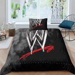 INTCHE Wwe 3D Printed Duvet Cover Sets with Pillowcases Fluffy Bedding Quilt Cover Set Easy Care Brushed Comforter Quilt Soft Microfiber for Teens Kids Boys Girls Children Single（135x200cm）