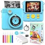 Kids Camera for Girls Boys, Instant Camera for Kids with Print Paper, 1080P HD Digital Camera Toy, Video Recorder, 32GB SD Card, 6 Color Pens, Birthday for 3 4 5 6 7 8 9 10+ Year Old