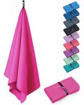 Fit-Flip Swimming towel - fast drying microfibre beach towel - ultra absorbent thin towels for travel, beach & gym - lightweight camping towel (1x 80x40cm, Deep Pink)