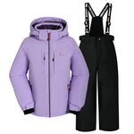 SMONTY SNOWER Girls Snowsuit Detachable-Hood Ski Suit Extra Warmth Winter suit(6-7Years, Lavender)