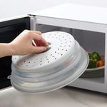 Microwave Food Cover, Collapsible Microwave Splatter Cover, 10.6'' Food Cover Lid for Dishes, Splatter Guard Cover Lid, BPA Free TPR, Colander Strainer Kitchen Gadget for Food