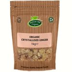 Organic Crystallised Ginger 1kg by Hatton Hill | Super Healthy Snack, Chopped, Dried Candied Ginger, Natural Source of Energy and Fiber