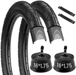 16" Bike Tire, 2 Pack 16 x 1.75 Bike Tire with Schrader Valve, 16 x 1.75 Bicycle Tire and Tube with 2 Tire Levers, Stroller Back Wheel Tire Compatible with RoyalBaby, Joystar, Dynacraft Kids Bike