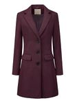 Allegra K Women's Notched Lapel Single Breasted Outwear Winter Coat Purplish red X-Large