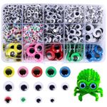 Street27® 1500pcs Googly Eyes for Craft, Self-Adhesive Wiggle Eyes Stickers Kit, Multi Colors and Sizes Wiggle Eyes Funny Plastic Googly Eyes for DIY Art Projects Doll Toy Craft Supplies