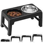 Ormalla Raised Slow Feeder Dog Bowls, Adjustable Elevated Dog Bowls for Large Medium Small Dogs, Non-Slip Dog Bowl Stand with Stainless Steel Dog Food Bowl Adjust to 4 Height 3.2”, 8.7”, 10.2”, 11.8”