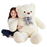 EARTHSOUND Giant Teddy Bear Stuffed Animal - Large Plush Toy Big Soft Toys - Huge Life Size Jumbo Cute Oversized Fat Bears Animals - Gifts for Girls Boys Kids Girlfriend (White, 47 inches)