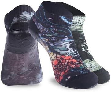 RANDY SUN Unisex Quick-Dry Sand Not Waterproof Socks, Barefoot Beach Durable Antiwear Socks for Water Sport Yoga Surf Protect Against Sunburn Gift(1 Pair Red&White Printed Low Cut M)