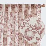 jinchan Linen Curtains Floral Curtains for Living Room 96 Inch Long Red French Curtains Rod Pocket Light Filtering Toile Print Farmhouse Bedroom Curtains Window Curtain Set 2 Panels