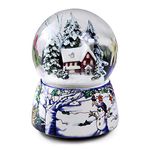 100mm Forest Cottage Musical Snow Globe with LED Light and Snowflake Idea Gift for Christmas Halloween Thanksgiving