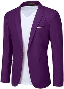 Cloudstyle Men's Suit Jacket One Button Slim Fit Sport Coat Business Daily Blazer X-Small Purple