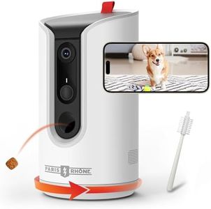 PARIS RHÔNE 2K Pet Camera, 360°View Dog Camera Treat Dispenser, 5G WiFi Pets Monitoring with Phone APP, Two-Way Audio, Infrared Night Vision, Barking Detection and Motion Alerts, Works with Alexa