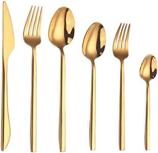 RIS LAN 72 Pieces Silverware Set, Matte Gold Cutlery Set for 12 Persons Service, Household and Restaurant Stainless Steel Cutlery Set, Dishwasher Safe (72, gold)