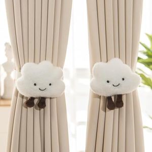 2PACK Snap-Fit Cartoon Cloud Curtain Tiebacks Hook Holdbacks Cute Curtain Holdbacks Rope for Baby Kid Girls Living Room Bedroom Nursery Decor Home Office Decorative (White)