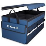 K KNODEL Car Boot Organiser with Foldable Cover, Car Storage Box and Bag, Large Boot Tidy, Car Organiser for Vehicle and Suv (Medium, Blue)