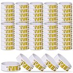 ASTARON Paper VIP Wristbands for Events 100 Pcs Gold Event Wristbands Waterproof Bracelets VIP Wristbands for Nightclubs Waterparks Lightweight Concert Wristbands