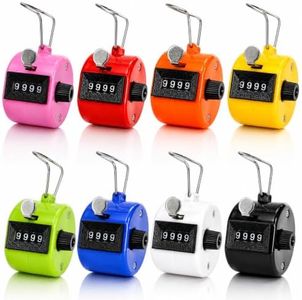 Tebery 8 Pack Handheld Tally Counter 4 Digit Mechanical Palm Clicker Counter, Assorted Color Number Counter/Pitchers Scores Counter/Crochet for Coaching, Knitting, People, Lap, Fishing, Golf