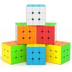 Vdealen 3x3x3 Speed Cube Set, 6 Pack Speed Cube Bulk Magic Cube Set, School Classroom Prize for Students Birthday Party Favors Stocking Stuffers Gifts for Kids Teens Adults(Stickerless)