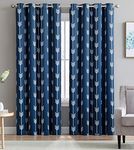 HLC.ME Arrow Printed Blackout Room Darkening Thermal Grommet Window Curtain Drape Panels for Bedroom - Set of 2 - Navy Blue - 84" inch Long