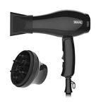 Wahl Travel Hair Dryer, Hair Dryer with Attachments, Dryer for Travelling, Compact Hairdryer, Foldable Travel Dryer, Two Heat Settings, Worldwide Voltage, Portable Travel Hairdryers, Black