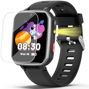 zicor Kids Smart Watch Gift with 26 Puzzle Games, Dual Camera, Music Player, Pedometer, Video Recorder, Flashlight, Alarm Clock, HD Touch Screen, Toy Smart Watch for Boys and Girls Age 4-12 (Black)