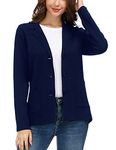 KANCY KOLE Women's Casual Work Solid Color Knit Blazer Open Front Plus Size Cardigan Jacket(S, Navy Blue) KCA02145