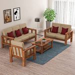 NATRAJ ART & CRAFT Sheesham Wood 6 Seater Sofa Set for Living Room Wooden Sofa Set for Living Room Furniture Without Coffee Table (3+2+1, Natural Teak Finish)