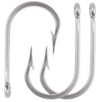 Stainless Steel Fishing Hooks Saltwater Tuna Hooks Fishing Big Game Large Giant Shark Catfish Hooks 8 PCS Forged Hooks Fishing Tackle with Box 4/0