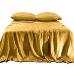 Elegant Comfort Luxurious 4-Piece Silky Satin Sheet Set, Skin and Hair Friendly, Wrinkle, Fade, Stain Resistant with Deep Pockets Fitted Sheet, Cooling Soft Satin Sheet Set, Queen, Gold