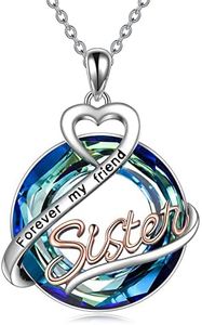 POTOPYY Sisters Necklace Gift Sterling Silver Always My Sister Forever My Friend Pendant Friendship Necklace Jewelry for Friend Women,