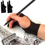 Holyzuel Drawing Glove, Digital Art Glove for Graphic Tablet, Artist Gloves with Two Fingers for iPad, Paper Sketching, Smudge Guard, Palm Rejection, Suitable for Left and Right Hand (2 PCS, Medium)