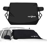 FrostGuard Deluxe | Full-Coverage Car Windshield Cover for Ice and Snow, XL Size - Wiper Blade + Side Mirror Coverage - Fit-Fast Straps, Security Panels + Storage Pouch - Black, 41 x 68 Inches