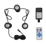 FOEERS RGB Submersible Pond Lights,12 Super Bright IP68 Waterproof LED Fountain Lights with Remote Control,7 Color Changing Landscape Spotlight for Fish Pond Tank Pool Water Garden (3-in-1)