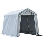 Outsunny 8'x6' Outdoor Storage Shelter with Rollup & Zipper Door, Heavy Duty Carport Shed for Motorcycle Garden Storage, Grey