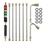 3M High Pressure Washer Extension Wand, Jet Cleaner Wash Extension Gun with 6 Spray Nozzle, Gutter Roof RV Camping Cleaner Rod with 1/4" Quick Connect&Curved Extension Rod (9PCS)