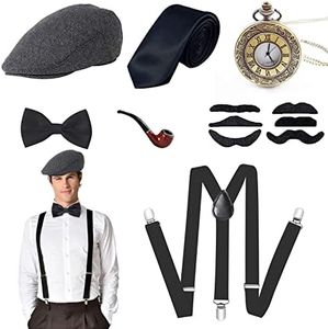 VEGCOO Costume Homme Années 20，Déguisement Homme Accessoires 1920 pour la Mascarade Noël (Béret)