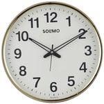 Amazon Brand - Solimo Round Office Wall Clock | Silent Sweep Movement | Plastic and Glass | 12 Inch | Ivory