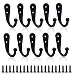 DAJMAIEZ 10 Pcs Coat Hooks, Single Prong Robe Hooks, Wall Mounted Clothes Hooks, Wall Hanging Hangers Hooks, Metal Hats Towels Doors Hooks Wall Mounted for Kitchen Bathroom with 14mm Screws