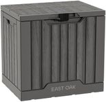EAST OAK Outdoor Storage Box, 31 Gallon Deck Box Indoor and Outdoor Use, Waterproof Resin Storage Bin with Latch for Patio Cushions, Gardening Tools, UV Resistant, Deep Grey