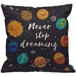 HGOD DESIGNS Cushion Cover Outer Space Cute Planets And Star Cluster Solar System Moon And Comets Sun Cosmos Throw Pillow Cover for Men/Women living room Bedroom Sofa Chair 18X18 Inch