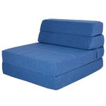 SAPPHIRE Tri-Fold Foam Mattress - The Perfect 12cm Futon Z Bed & Sofa chair for Guests and More! (Single Navy) with 100% foam filling