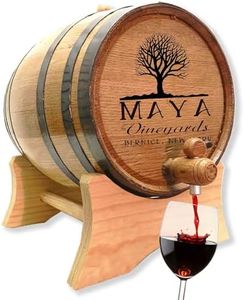 Personalized 20 Liter Oak Wine Barrel (5 gallon) with Stand, Bung, and Spigot | Age Cocktails, Bourbon, Whiskey, Beer and More! | Laser Engraved Vineyards Design (B331)