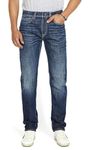 Buffalo David Bitton Mens Ben Relaxed Tapered Denim Jeans, Dark Blue Sanded Indigo, 36W x 30L US