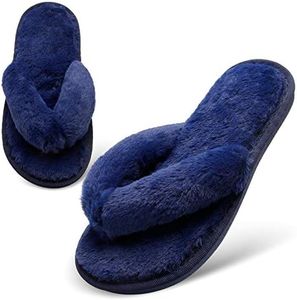 JOINFREE Women's Flip Flops House Slippers for Indoor Bedroom Navy Blue 7.5/8.5 M US