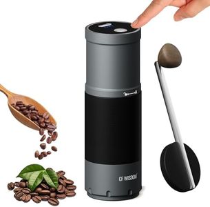 CF WISDOM Portable Electric Coffee Grinder – Manual & Electric Dual Mode, USB Rechargeable, Adjustable Grind, Stainless Steel Burr, Travel-Friendly Design